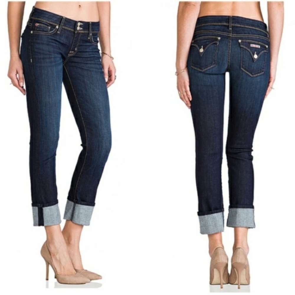 Hudson Ginny Slim Straight Cuffed Crop- Dark Wash!